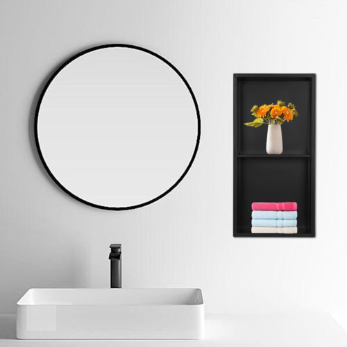 2Colors Stainless Steel Wall-mounted Shower Niche Bathroom Shower Shelf 12"x24" - Picture 22 of 44