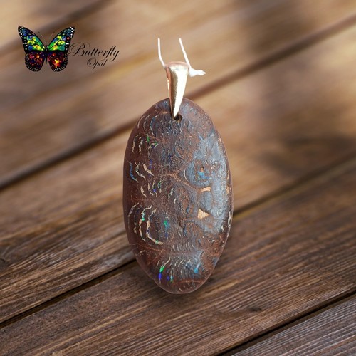 Boulder Matrix Opal Anhänger mit 18k vergoldeter 925 Silberöse *24,8ct. UNIKAT - Bild 1 von 5