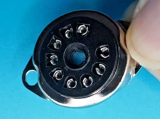 TUBE SOCKET #13 - 9 Pin Black Chassis Mount Silver Color - USA Ships