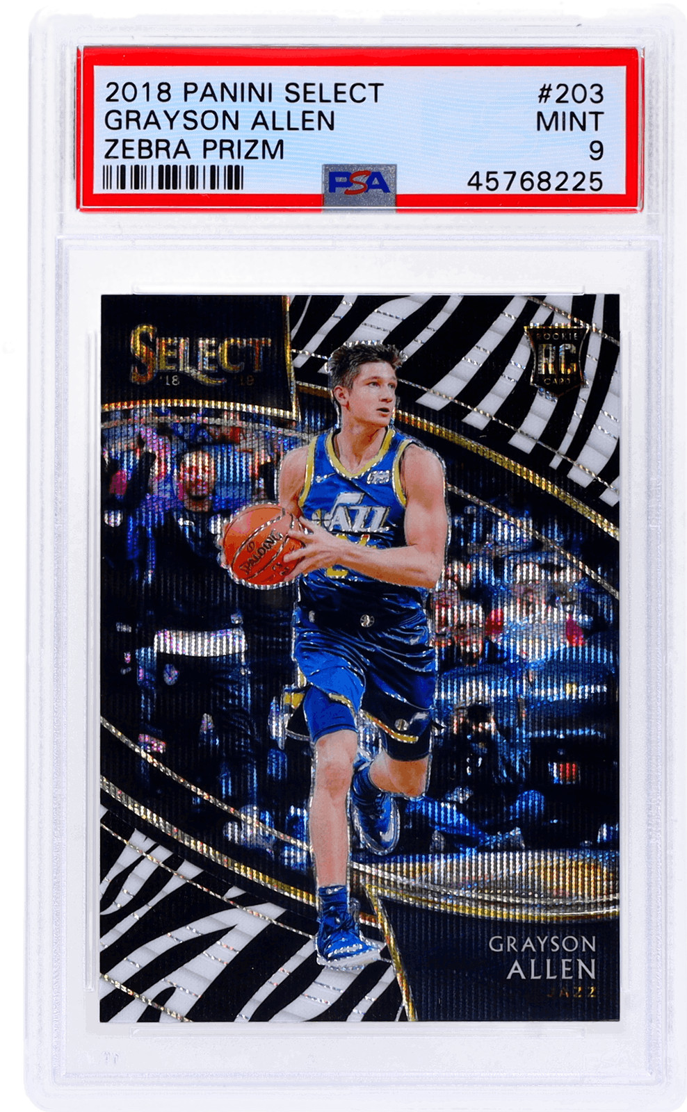 2018 Panini Select Grayson Allen Prizms Zebra #203 PSA 9 Rookie RC