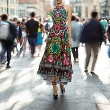 Alice and Olivia Loyce Twist Back Ruffle Hem Dress Size M NEW