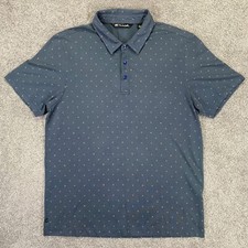 Travis Mathew Polo Shirt Mens Large Gray Blue Dot Pima Cotton Blend Golf Casual
