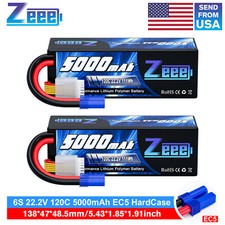 2xZeee 6S Lipo Battery 5000mAh 22.2V 120C EC5 for RC Car Airplane Heli Drone Jet