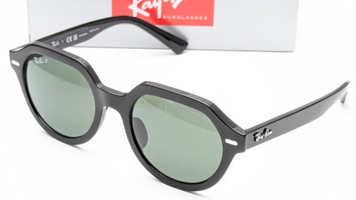 Ray-Ban Gina RB4399 901 Rectangle Black Polarized Green Unisex Sunglasses 53mm - 第 3/8 張圖片