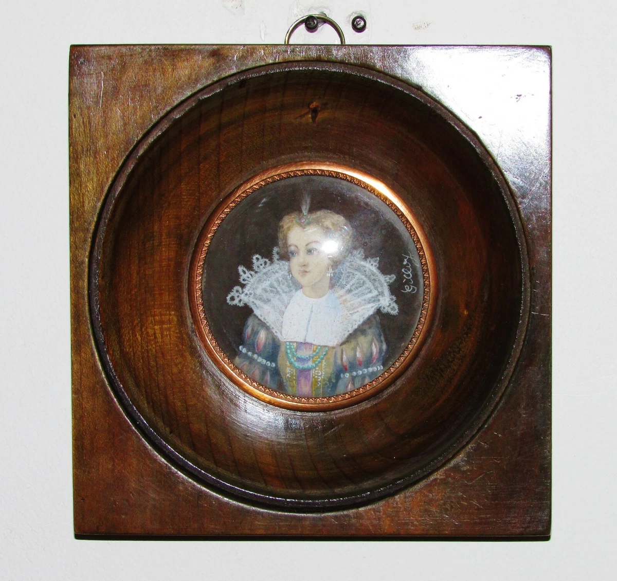miniature 18eme, portrait d'homme à la boucle d'oreille