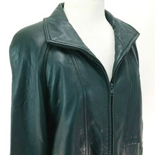 Tibor Green Leather Coat Vtg 80s Jacket Thermolite Removable Liner Womens M Euc*