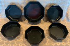 Aroroc Black Amethyst Octagon Bowls: 1 (6 7/8x 3") & 5 (5 5/8x2")
