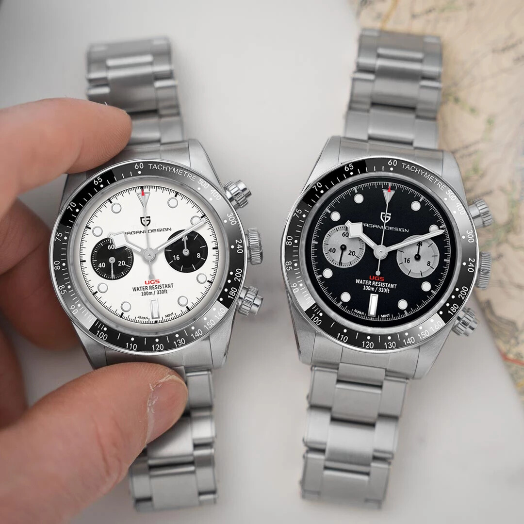 新品箱入り！本革ドライヴィングシューズ Pluto Planet NV 26 PAGANI DESIGN 2022 BB Panda Retro Chronograph Quartz 100m