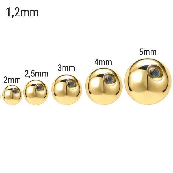 1,2MM ERSATZ KUGEL BALL PIERCING ERSATZKUGEL SCHRAUB KUGELN GOLD 2MM 3MM 4MM 5MM - Bild 2 von 2