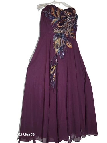 NEW w TAG GRACE KARIN 24W FORMAL PARTY PROM PEACOCK PURPLE GOWN LACE UP BACK - Picture 2 of 21