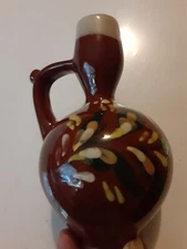 Vtg Redware Pottery. Maker Unknown. 6" Tall.  Small Glaze Chip On Rim