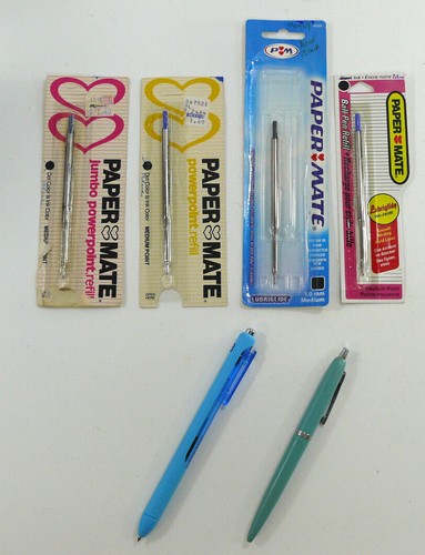 2 Vintage PaperMate Doppelherz Stifte & Lubriglide Jumbo Powerpoint Minen