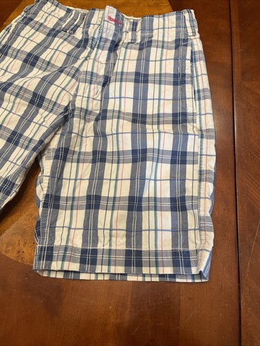 American Eagle Blue White Plaid Longer Length Bermuda Shorts Men's Size 28 11"L - Picture 5 of 9