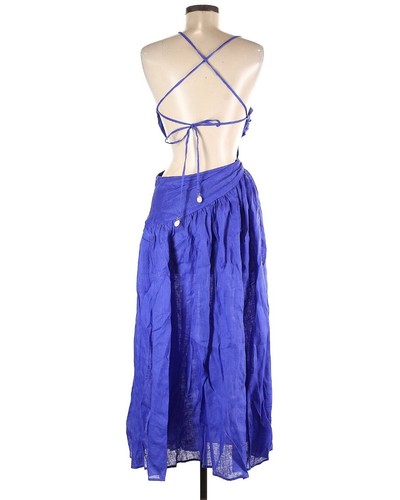 Zimmermann Asymmetric Open Back Linen Midi Dress AU 1 US 6 Cut Out Shell Tie NWT - Picture 19 of 24