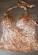 Victoria's Secret logo hardware tankini top new size large leopard