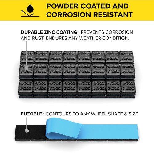 Box - 1/2 oz Black Wheel Weights | 204oz | 68 3-oz strips (408 pieces) | ~13lb - Picture 5 of 7