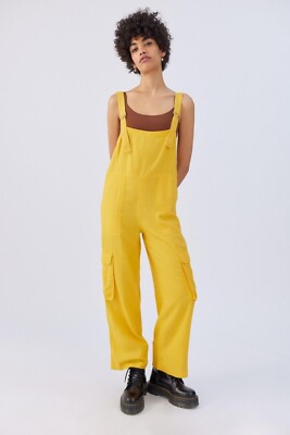 BDG Urban Outfitter Tilly Linen Utility Overall Jumpsuit Sleeveless M 234439