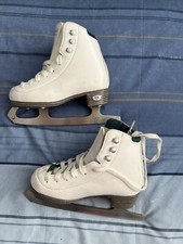 Riedell unisex white figure ice skates Size J12,5 Junior Beginner. Luna blade