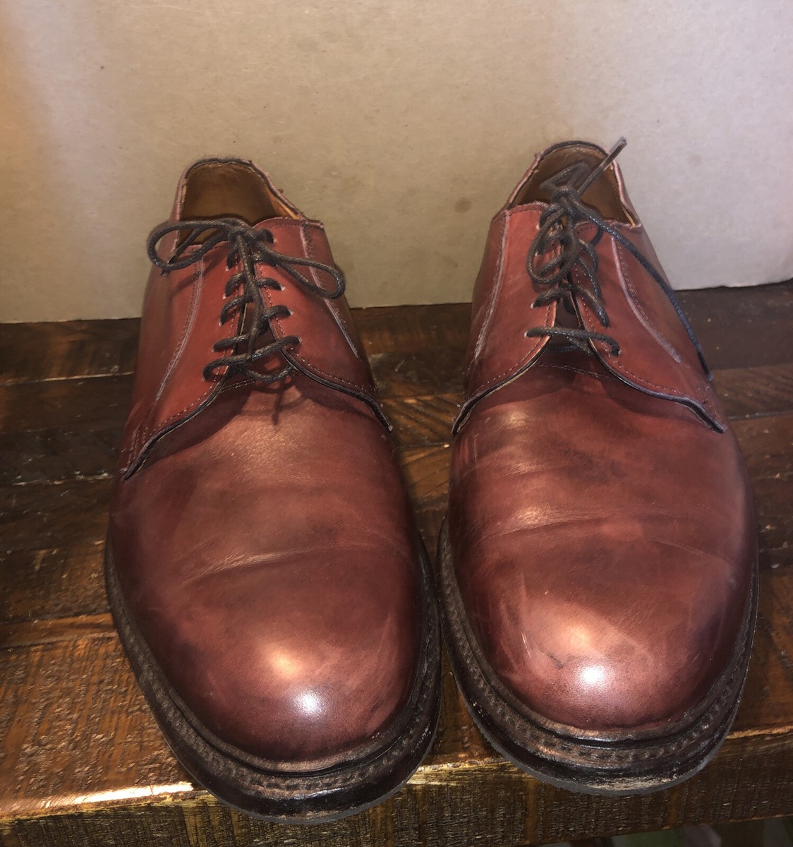 ALLEN EDMONDS Derby Oxblood Leather Oxfords Shoes 11-1/2 D #1431