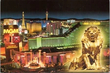 MGM Grand Hotel & Skyline of Las Vegas, Nevada - Chrome Postcard - Continental