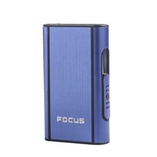 Porta cigarrillos portátil con pulsación de teclas para 10 cigarrillos azul