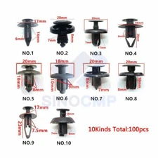 US 100X Trunk Screw Rivets Set Car Bumper Fender Auto Plastic Fastener Clips Kit