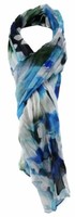 Tigertie Chiffon Schal In Blau TüRkis GrüN Weiß Gemustert - Gr. 180 X 50 Cm