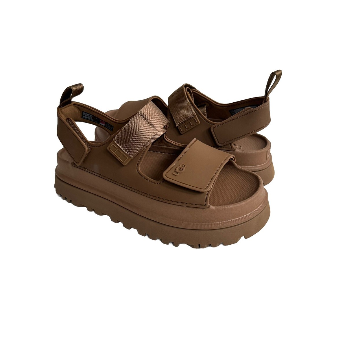 UGG GOLDENGLOW CHESTNUT STRAPPY PLATFORM SANDALS US 9 / EU