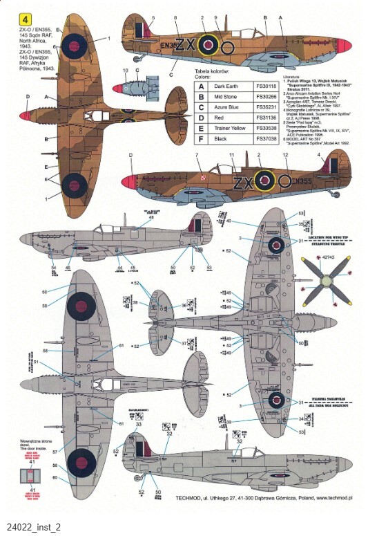 Techmod 24022 1/24 Decal for Supermarine Spitfire MkIXc