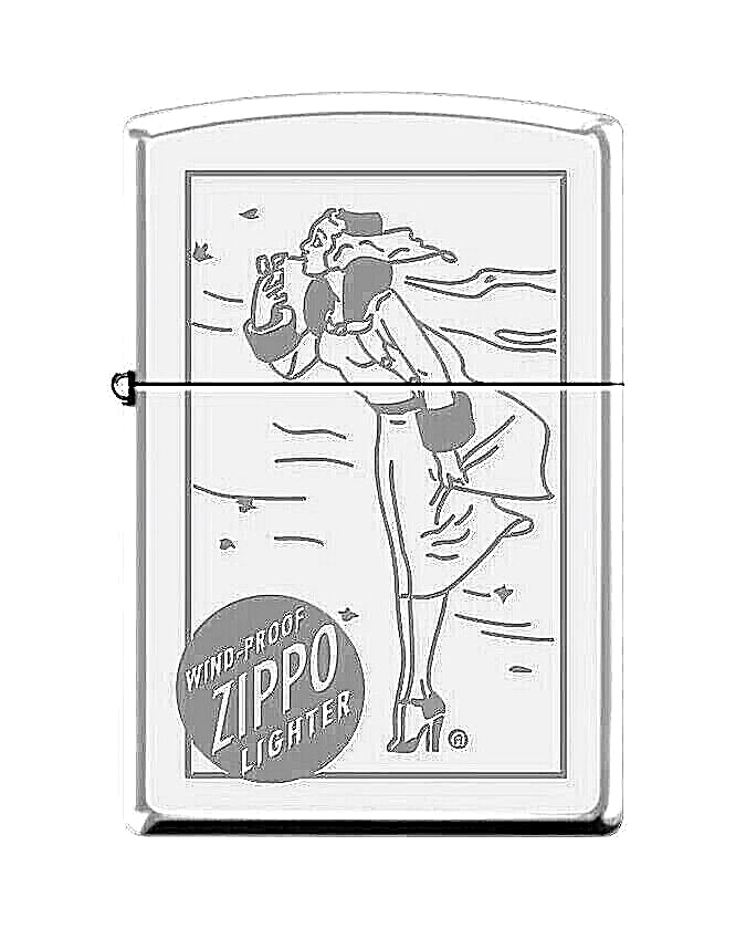 Zippo Sterling Silver Lighter With Engraved Windy & Zippo Logo 
