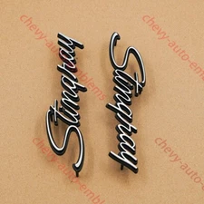 2Pc Chrome Black Side Fender Stingray Emblems For 1969-1976 Corvette C3 Badge