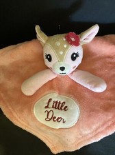 Duck Duck Goose Little Deer Security Blanket Baby Lovey Pink Coral Plush