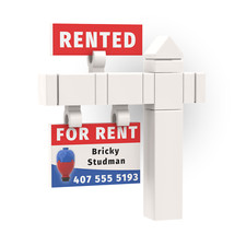 Realtor "For Rent" Sign and Post - Custom Printed Mini Build  - Minfig Scale
