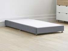 Single 3ft Grey Fabric  Low Shallow Divan Bed Bas + Mattress Headoard