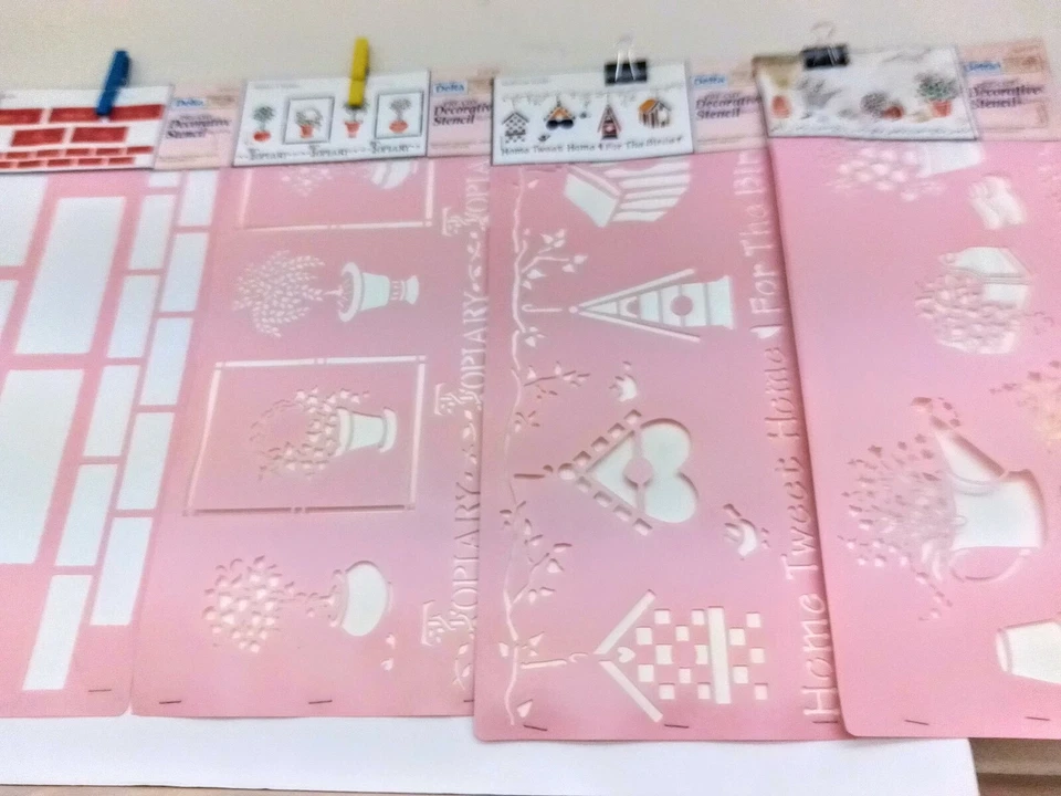 LOTE Juego De 4 Plantillas Delta Hiedra Rosas Florales Buzón Pajareras Ladrillo Jardín Foto 2 de 4