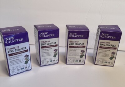 New Chapter Fermented  Zinc Complex 4 Boxes 3x60 tablets 180 Total 11/24.  15mg