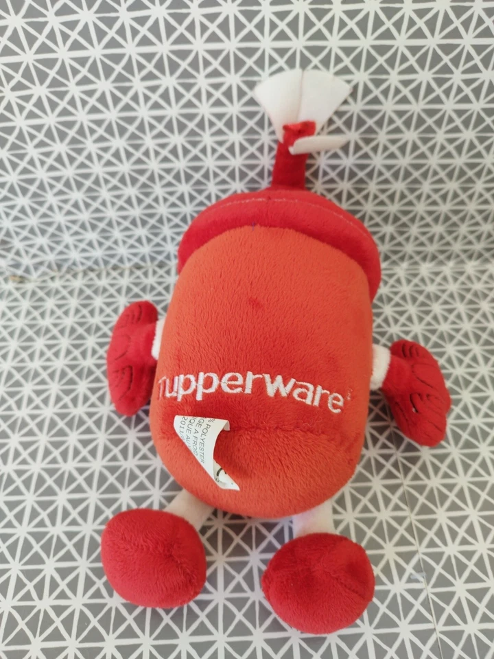 Peluche doudou rouge blanc Tupperware Turbomax 30 cm - Photo 4/4