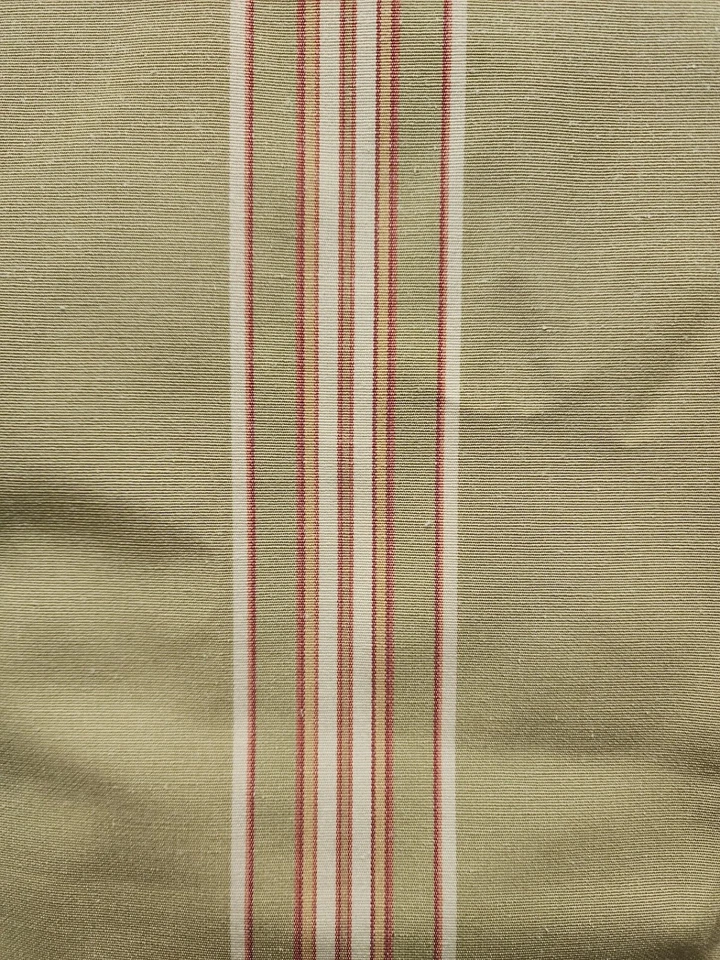 2 YDS GREEN, GOLD, RED “AWNING” STRIPED FABRIC. 55” WIDE. - Image 3 of 4