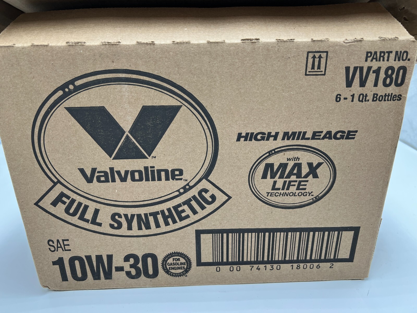 (QTY 6) Valvoline 10W-30 Full Synthetic High Mileage Engine Oil VV180