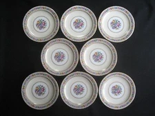 A. RAYNAUD & Co LIMOGES France FLORAL Design GOLD Accents 8- SALAD PLATES 7 3/8"