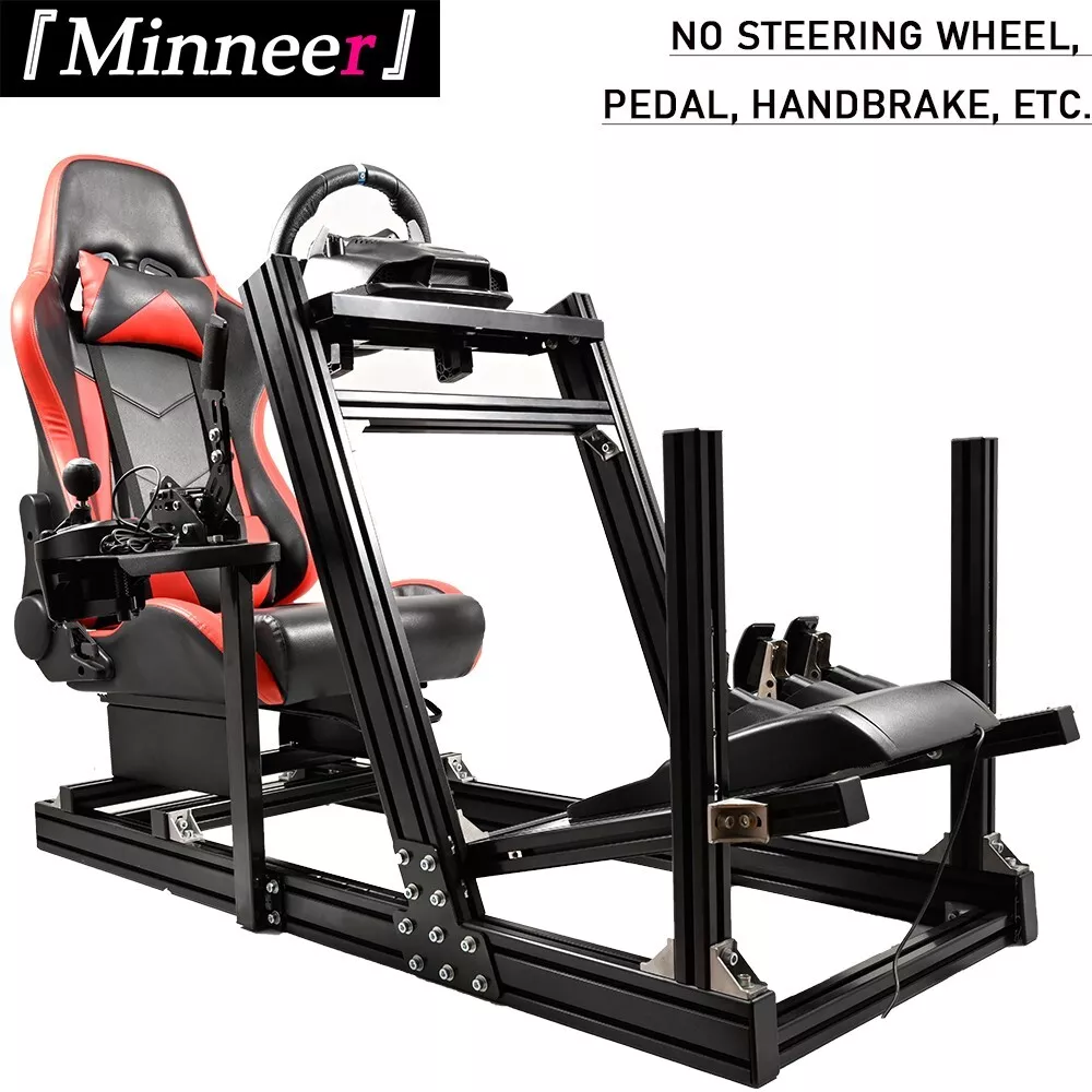 Minneer Simulator Driving Cockpit with Racing Black Seat Compatible with Logitech  G27/G29/G920/G923,Wheel and Pedals Not Include 