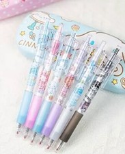   6 Pc Kawaii Pens Cartoon Kitty Merchandise Black Ink 0.5Mm Ballpoint Pens  