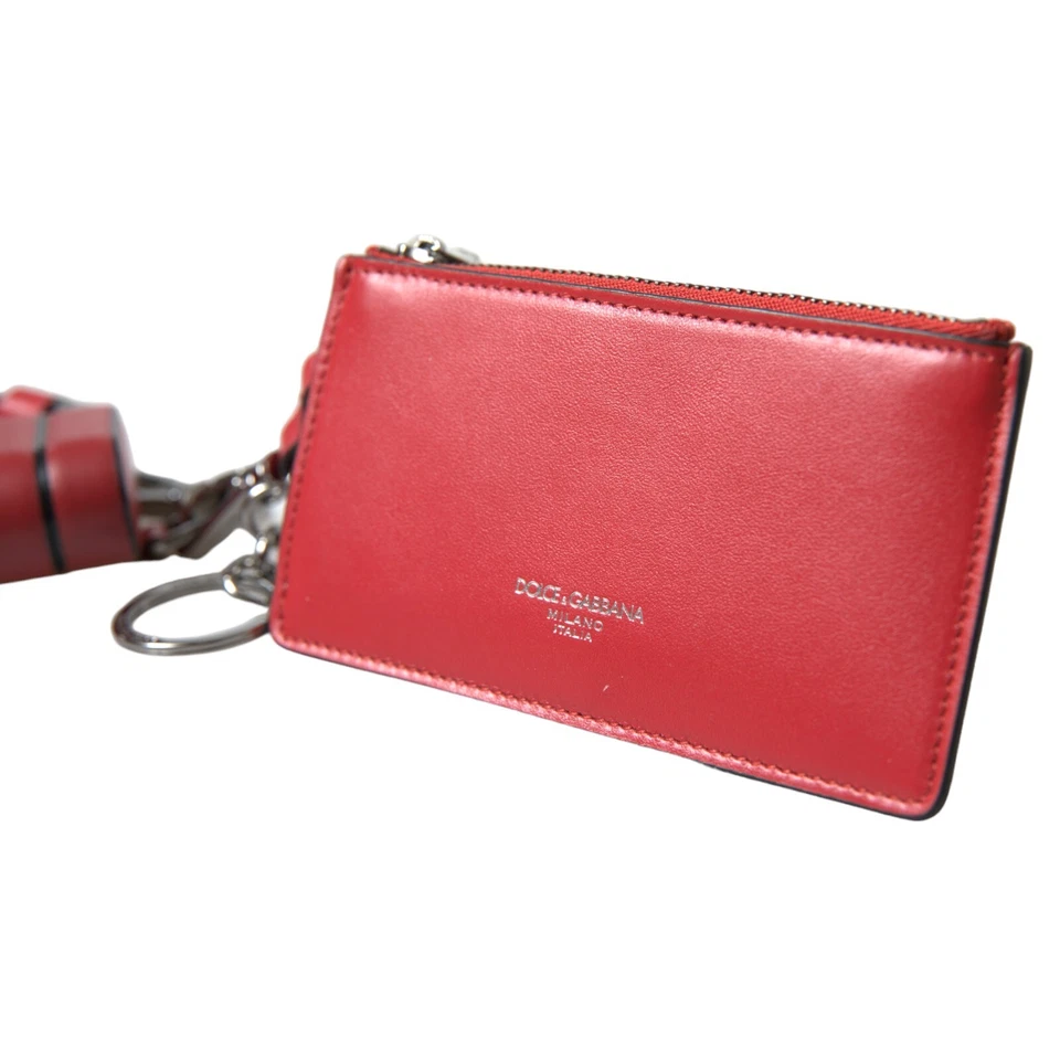 DOLCE & GABBANA Airpods Case Red Leather Silver Metal Logo Strap Pouch 600usd - Image 2 of 4