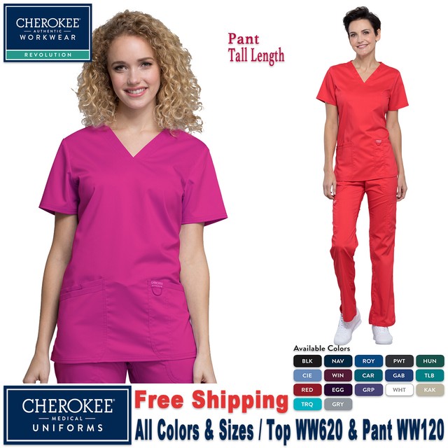 Cherokee Scrubs Set REVOLUTION Women's VNeck Top Cargo Pant WW620