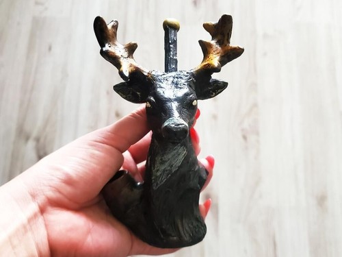Cabeza de ciervo hecha a mano tabaco para fumar pipa de mano cierva astas naturaleza salvaje animal regalo - Imagen 4 de 9