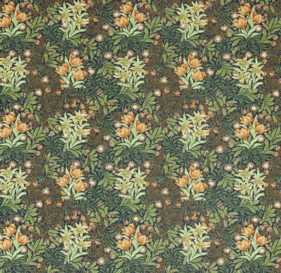 William Morris Vorhangstoff 'BOWER' 3,5 METER INDIGO Leinenmischung