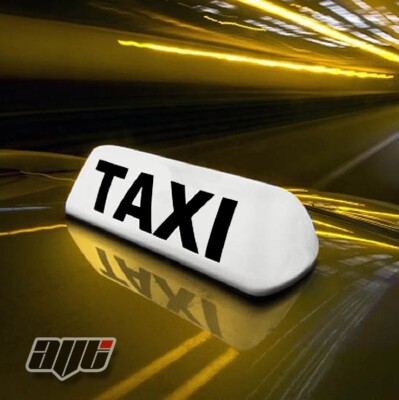 Aramox 12V LED Magnetic Taxi Roof Light - Super Bright Yellow Lamp With Cigarette Lighter Plug (White Case)