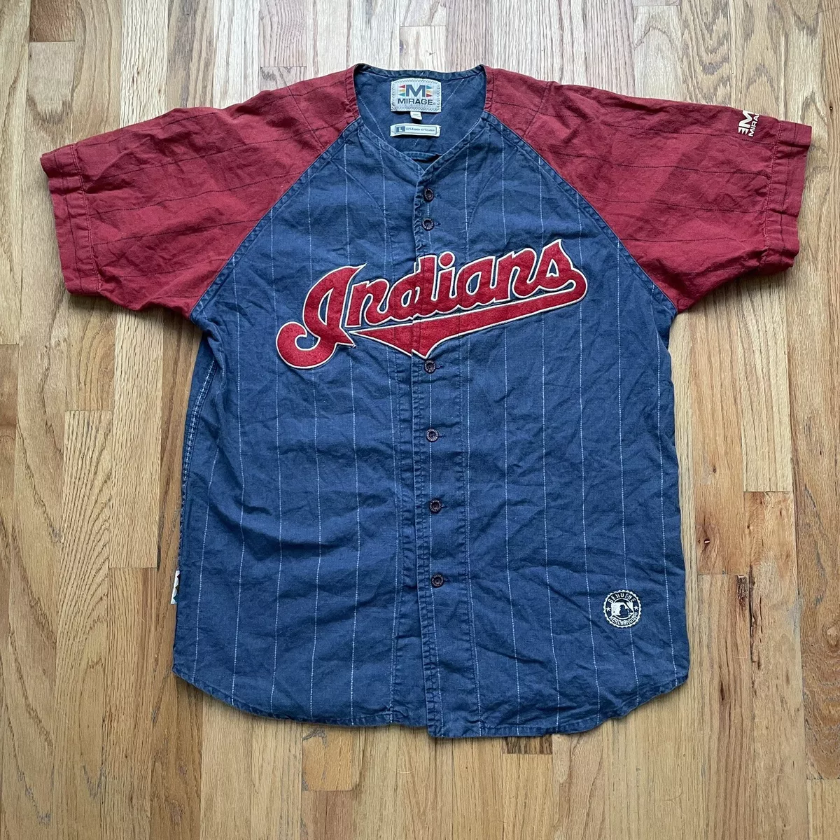 Men's Vintage 90s Mirage Cleveland Indians Albert Belle #8 Navy Blue Jersey  Sz L