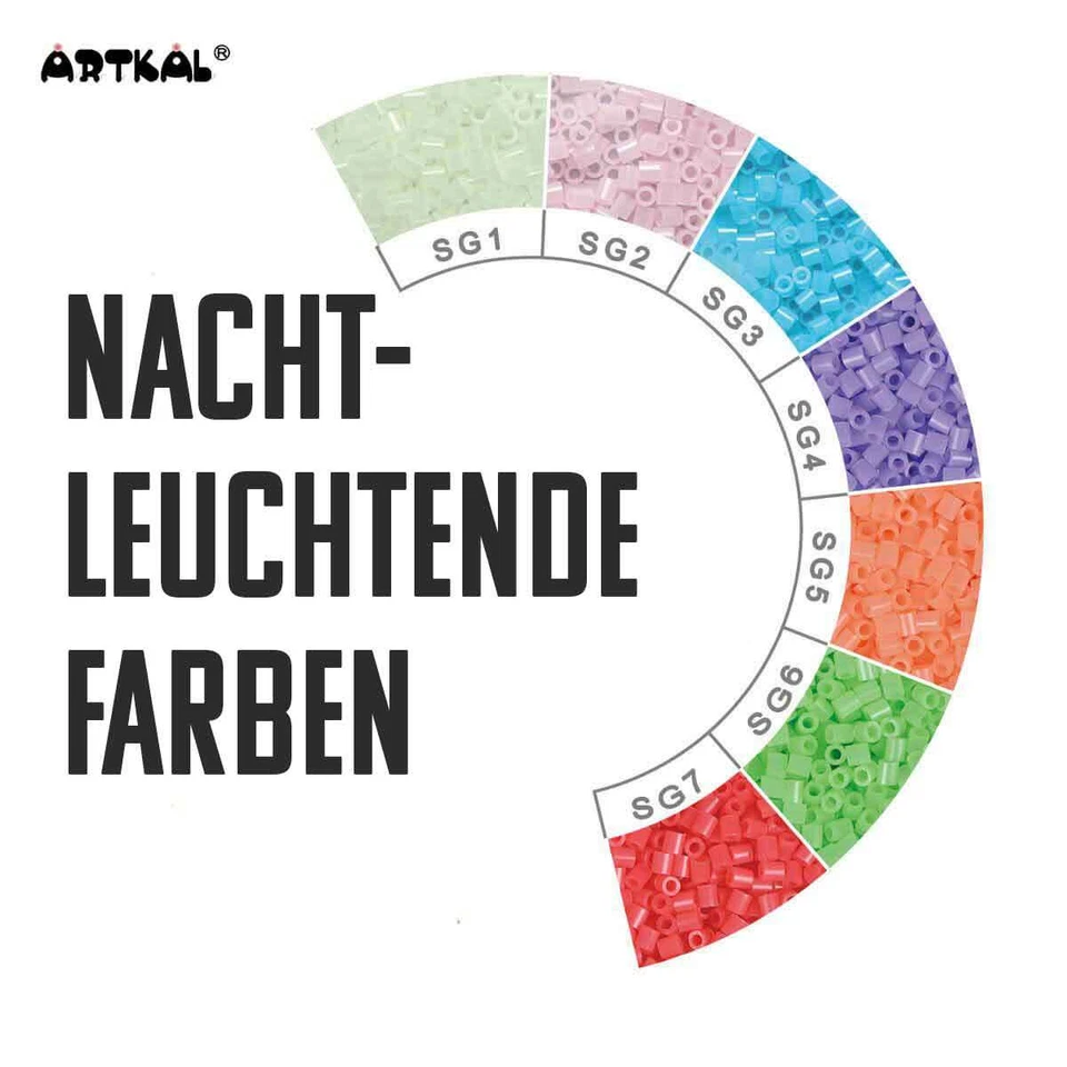 1000 Artkal MIDI S Nachtleuchtendeperlen Bügelperlen Beads Ø 5 mm Bead Nightglow