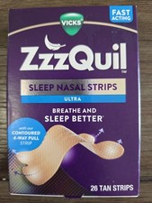 Vicks ZzzQuil ULTRA Clear Nighttime Sleep Nasal Strips 26 - New. Sealed